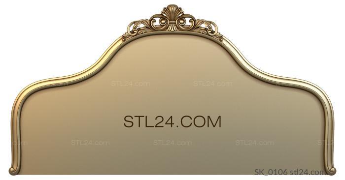 Headboard (Bed with high headboard and royal decor, SK_0106) 3D models for cnc